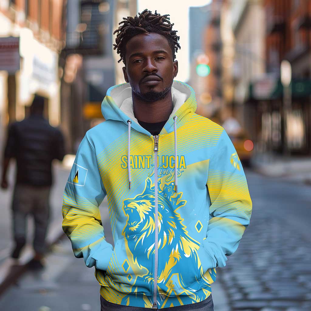 Saint Lucia Cricket Personalized Zip Hoodie The Roaring King - African Pride