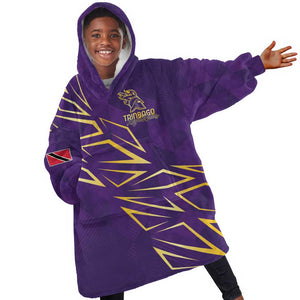 Afro-Trinbago Cricket Custom Kid Wearable Blanket Hoodie TKR Quadruple Champion - African Pride