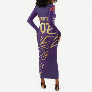 Afro-Trinbago Cricket Custom Long Sleeve Bodycon Dress TKR Quadruple Champion - African Pride