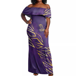Afro-Trinbago Cricket Custom Off Shoulder Maxi Dress TKR Quadruple Champion - African Pride