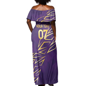 Afro-Trinbago Cricket Custom Off Shoulder Maxi Dress TKR Quadruple Champion - African Pride