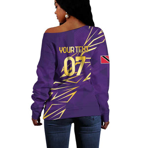 Afro-Trinbago Cricket Custom Off Shoulder Sweater TKR Quadruple Champion - African Pride