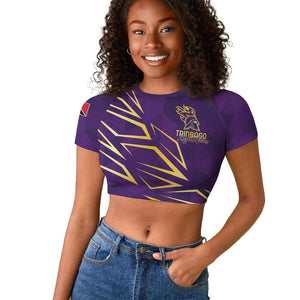Afro-Trinbago Cricket Custom Raglan Cropped T shirt TKR Quadruple Champion - African Pride