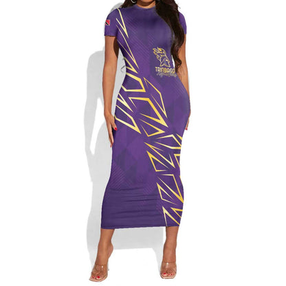 Afro-Trinbago Cricket Custom Short Sleeve Bodycon Dress TKR Quadruple Champion - African Pride