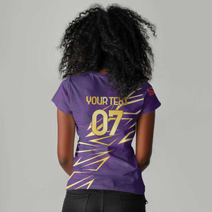 Afro-Trinbago Cricket Custom Women V-Neck T-Shirt TKR Quadruple Champion - African Pride