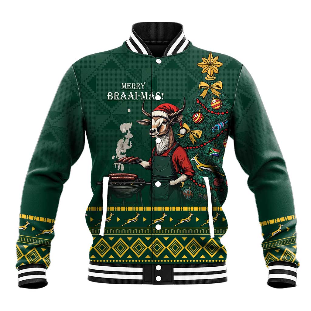Personalised South Africa Baseball Jacket Springbok Christmas Braai LT7