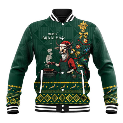 Personalised South Africa Baseball Jacket Springbok Christmas Braai LT7