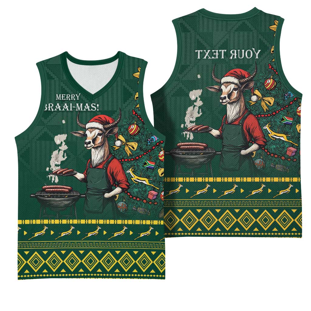 Personalised South Africa Basketball Jersey Springbok Christmas Braai - African Pride
