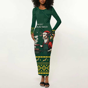 Personalised South Africa Long Sleeve Bodycon Dress Springbok Christmas Braai LT7