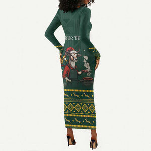 Personalised South Africa Long Sleeve Bodycon Dress Springbok Christmas Braai LT7