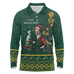 Personalised South Africa Long Sleeve Polo Shirt Springbok Christmas Braai