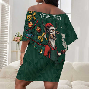 Personalised South Africa Off Shoulder Short Dress Springbok Christmas Braai