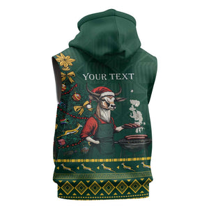 Personalised South Africa Sleeveless Hoodie Springbok Christmas Braai - African Pride