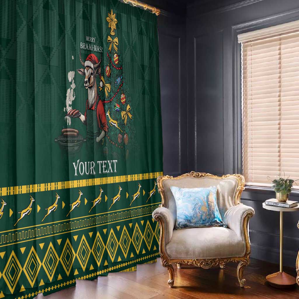 Personalised South Africa Window Curtain Springbok Christmas Braai