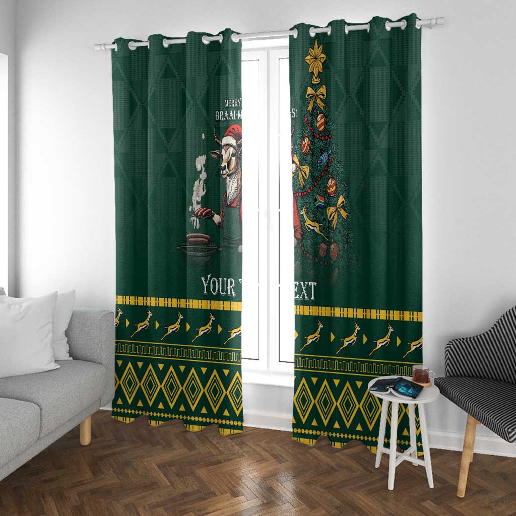 Personalised South Africa Window Curtain Springbok Christmas Braai
