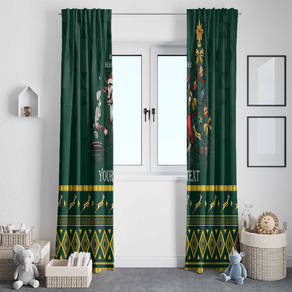 Personalised South Africa Window Curtain Springbok Christmas Braai