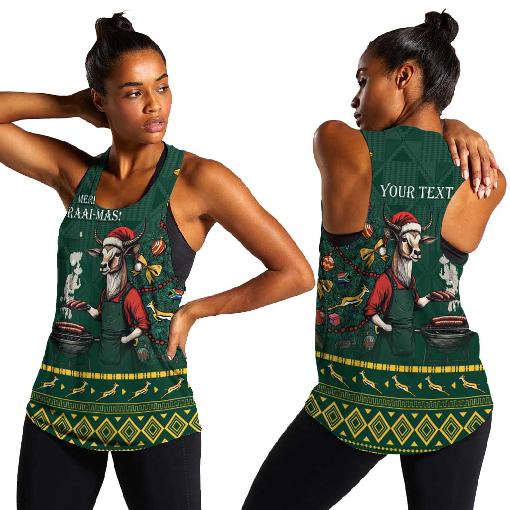 Personalised South Africa Women Racerback Tank Springbok Christmas Braai