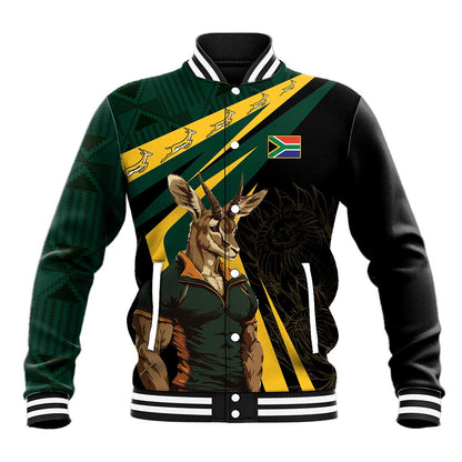 South Africa Bokke Personalised Baseball Jacket Mascot Dynamic LT7