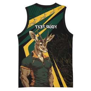 South Africa Bokke Personalised Basketball Jersey Mascot Dynamic - African Pride