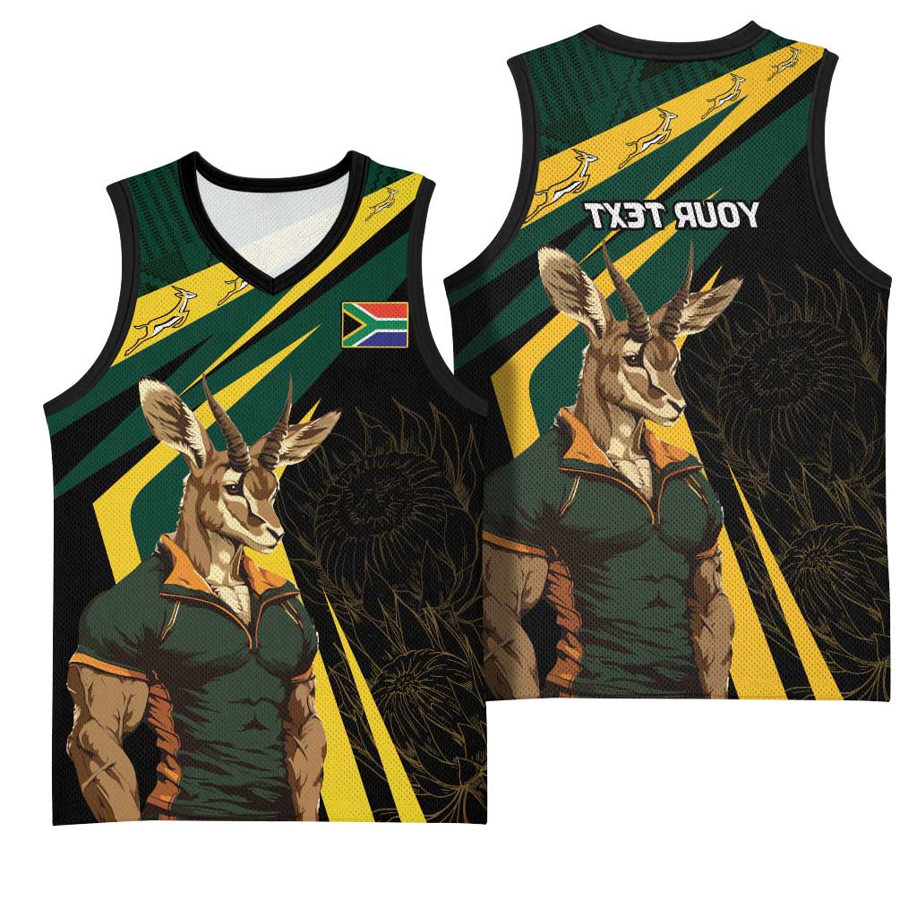 South Africa Bokke Personalised Basketball Jersey Mascot Dynamic - African Pride