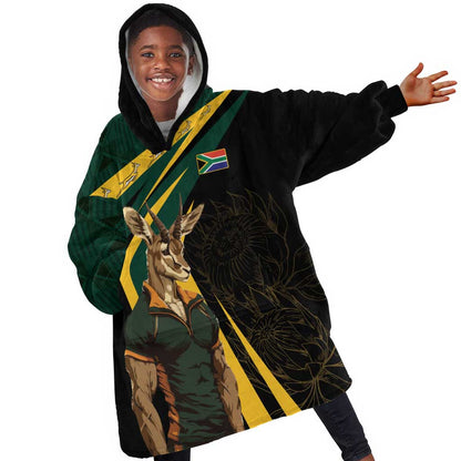 South Africa Bokke Personalised KId Wearable Blanket Hoodie Mascot Dynamic