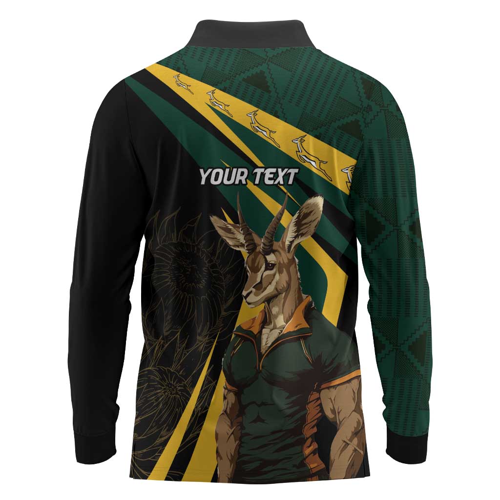 South Africa Bokke Personalised Long Sleeve Polo Shirt Mascot Dynamic