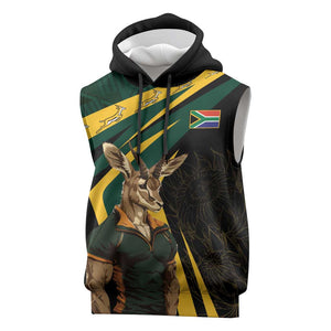 South Africa Bokke Personalised Sleeveless Hoodie Mascot Dynamic - African Pride