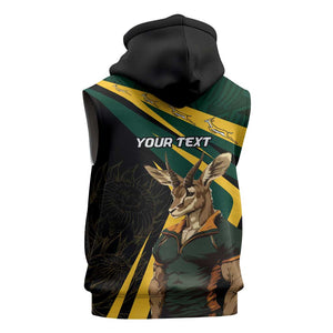 South Africa Bokke Personalised Sleeveless Hoodie Mascot Dynamic - African Pride