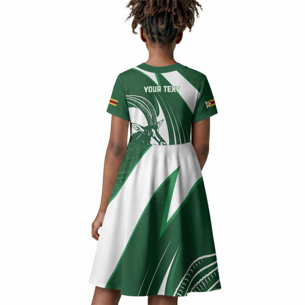 Zimbabwe Sables Afro Batik Personalized Kid Short Sleeve Dress