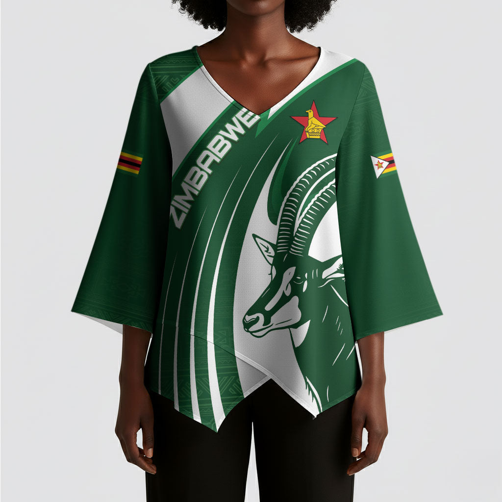 Zimbabwe Sables Afro Batik Personalized Kimono Sleeve Blouse