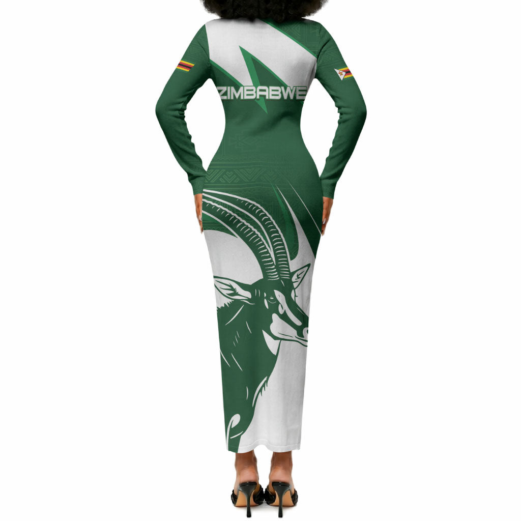 Zimbabwe Sables Afro Batik Personalized Long Sleeve Bodycon Dress