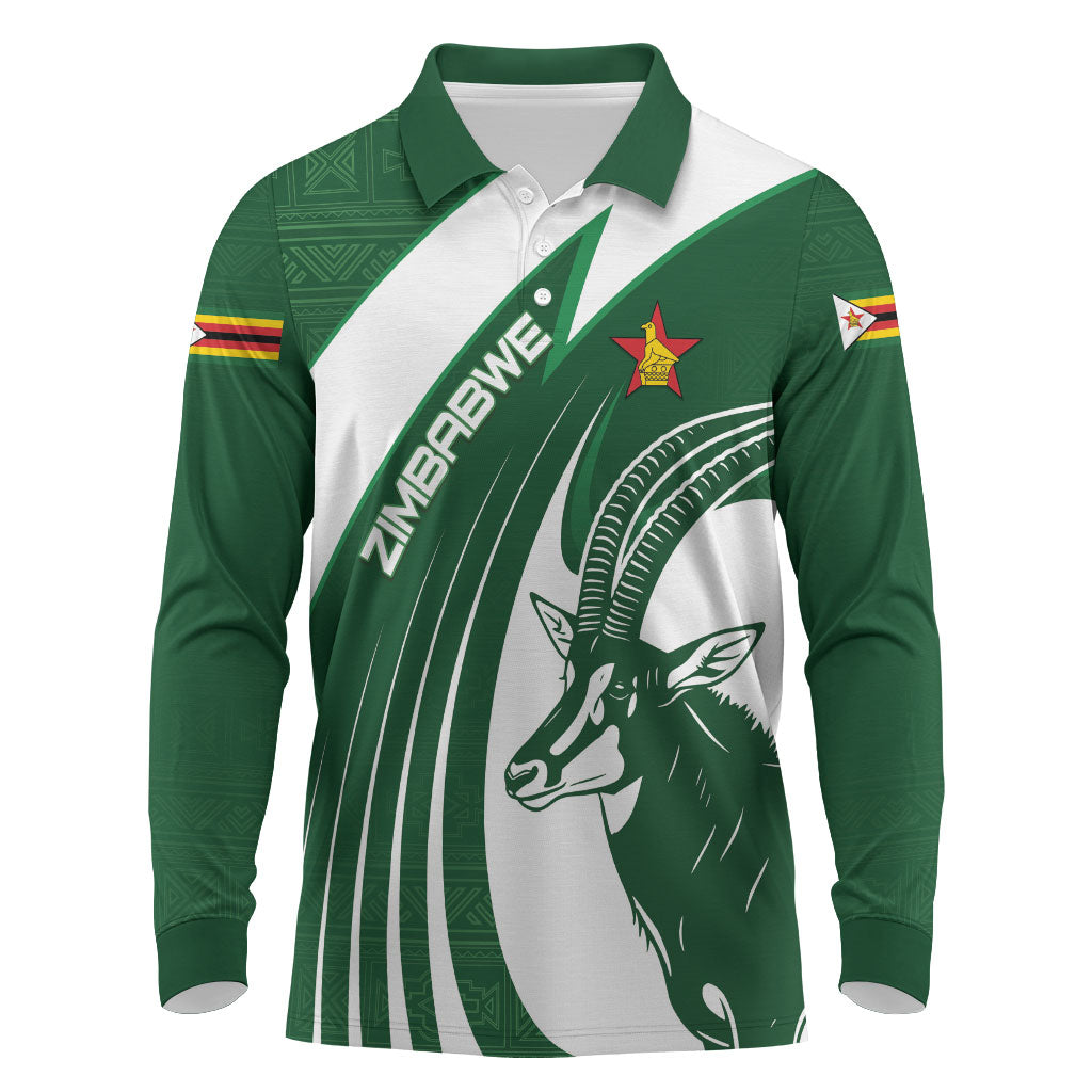 Zimbabwe Sables Afro Batik Personalized Long Sleeve Polo Shirt