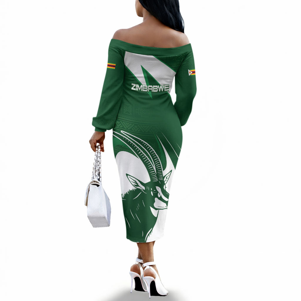 Zimbabwe Sables Afro Batik Personalized Off The Shoulder Long Sleeve Dress