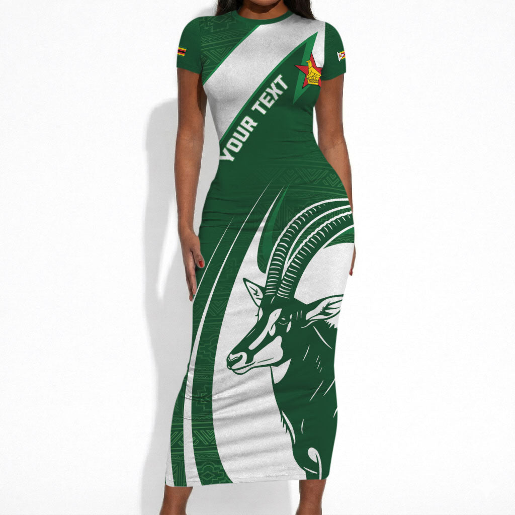 Zimbabwe Sables Afro Batik Personalized Short Sleeve Bodycon Dress