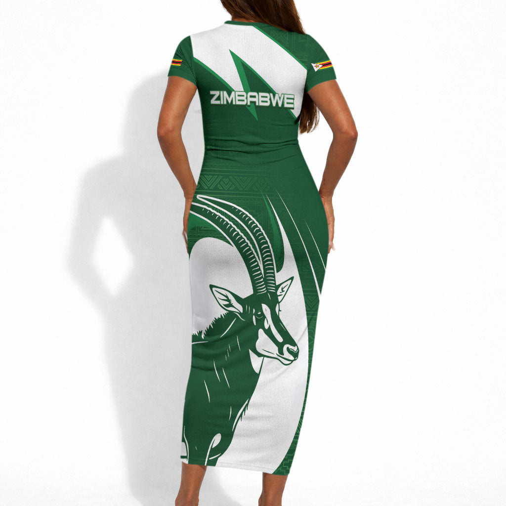 Zimbabwe Sables Afro Batik Personalized Short Sleeve Bodycon Dress
