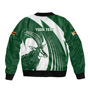 Zimbabwe Sables Afro Batik Personalized Sleeve Zip Bomber Jacket