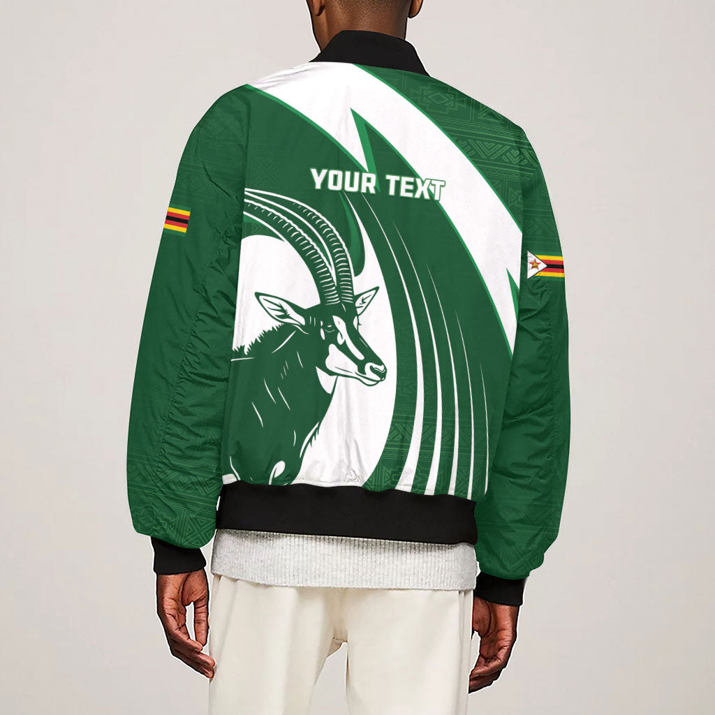 Zimbabwe Sables Afro Batik Personalized Sleeve Zip Bomber Jacket