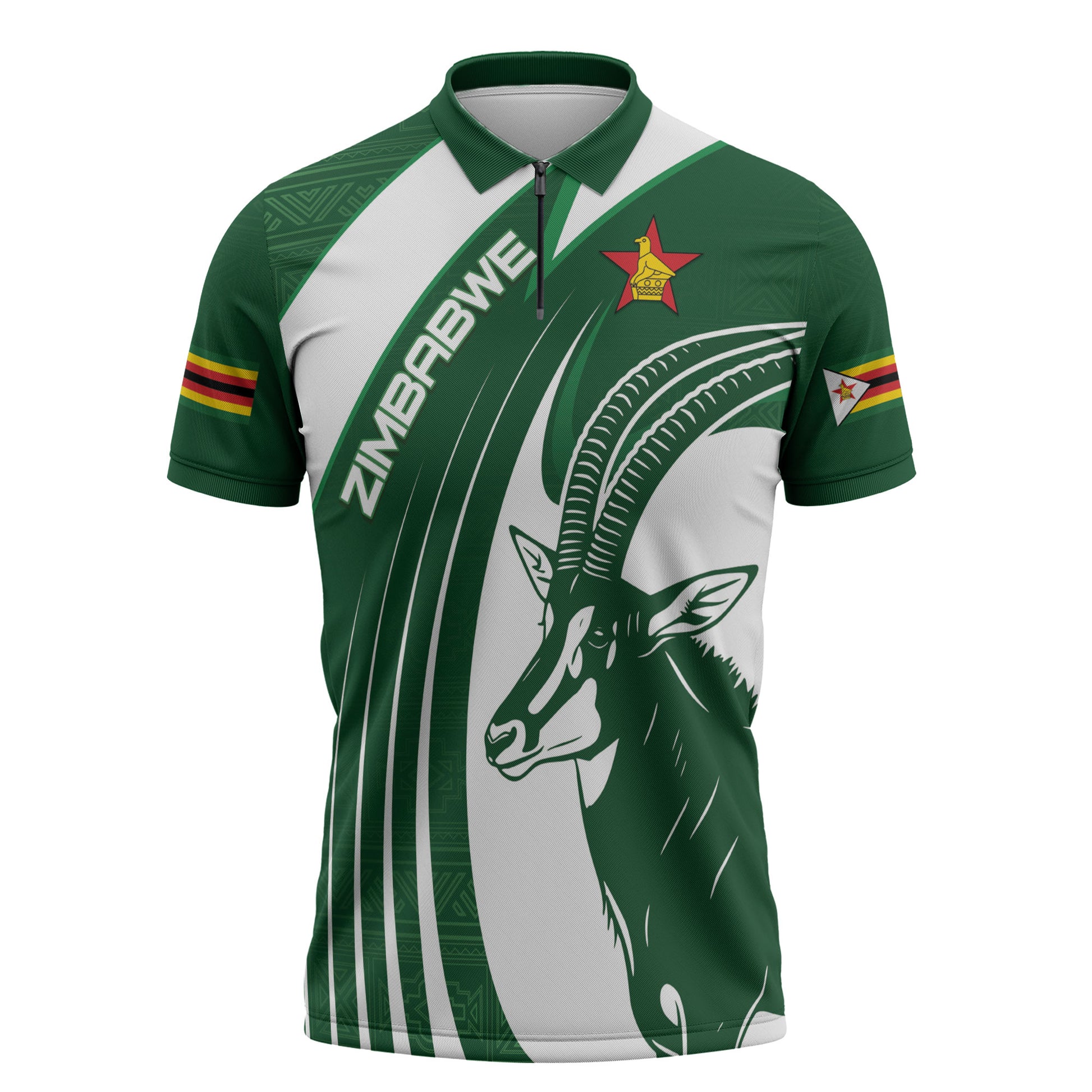Zimbabwe Sables Afro Batik Personalized Zipper Polo Shirt