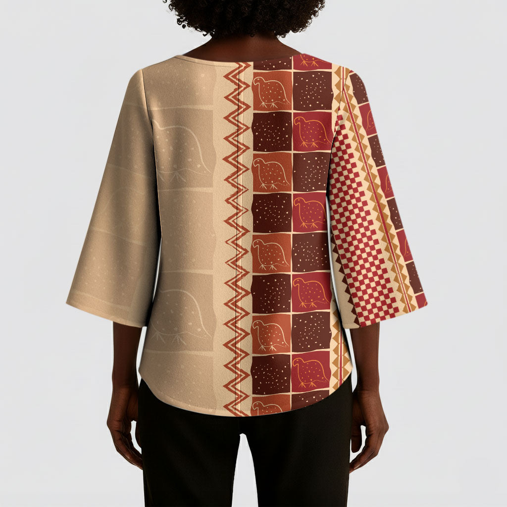 Zimbabwe Heritage Kudhinda Inspired Print Kimono Sleeve Blouse