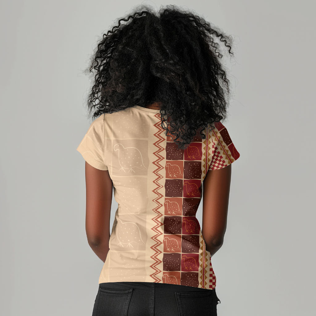 Zimbabwe Heritage Kudhinda Inspired Print Women V-Neck T-Shirt