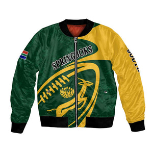 Personalised South Africa Rugby Bomber Jacket Bokke Champions Sporty Dynamics