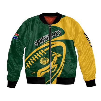 Personalised South Africa Rugby Bomber Jacket Bokke Champions Sporty Dynamics