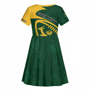Personalised South Africa Rugby Kid Short Sleeve Dress Bokke Champions Sporty Dynamics