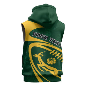 Personalised South Africa Rugby Sleeveless Hoodie Bokke Champions Sporty Dynamics - African Pride