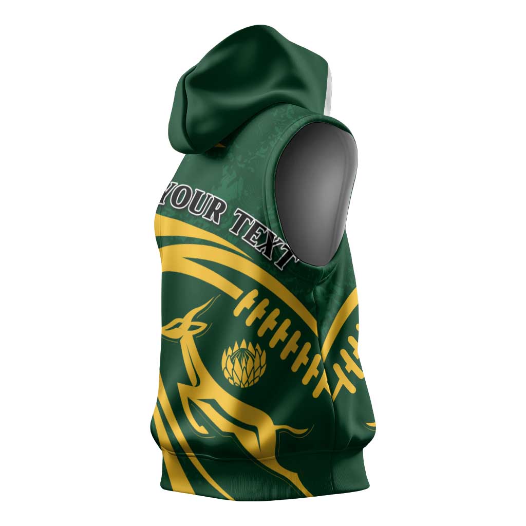 Personalised South Africa Rugby Sleeveless Hoodie Bokke Champions Sporty Dynamics - African Pride