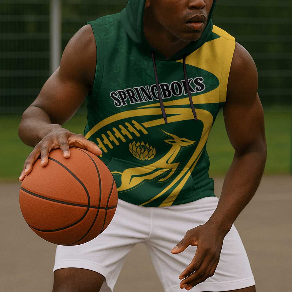Personalised South Africa Rugby Sleeveless Hoodie Bokke Champions Sporty Dynamics - African Pride