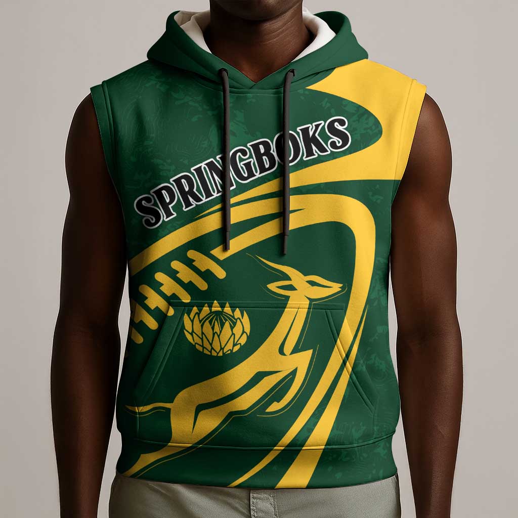 Personalised South Africa Rugby Sleeveless Hoodie Bokke Champions Sporty Dynamics - African Pride