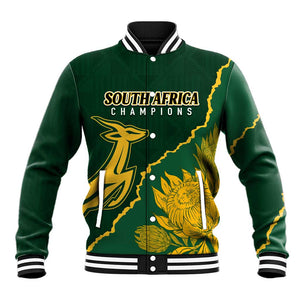 Personalised South Africa Rugby 2023 Baseball Jacket Bokke Champions Kente Ethnic LT7