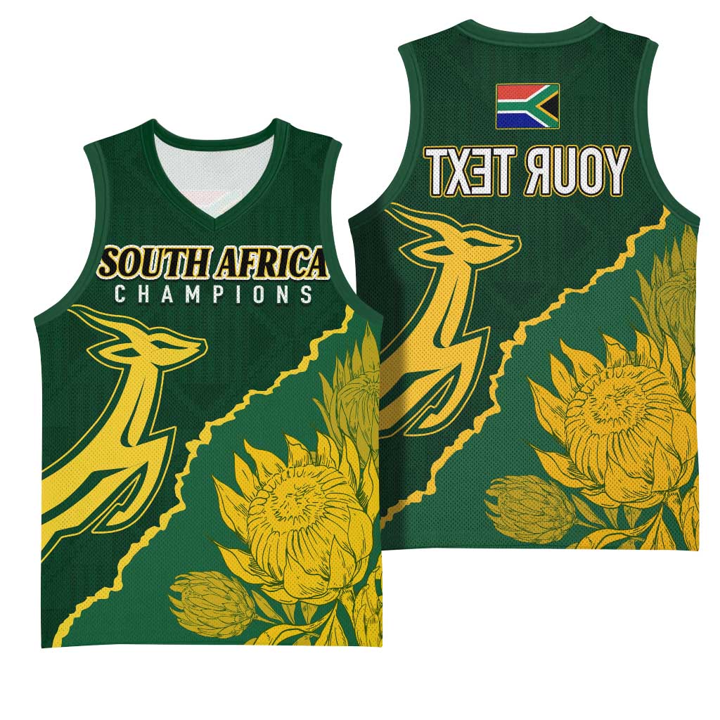 Personalised South Africa Rugby 2023 Basketball Jersey Bokke Champions Kente Ethnic - African Pride