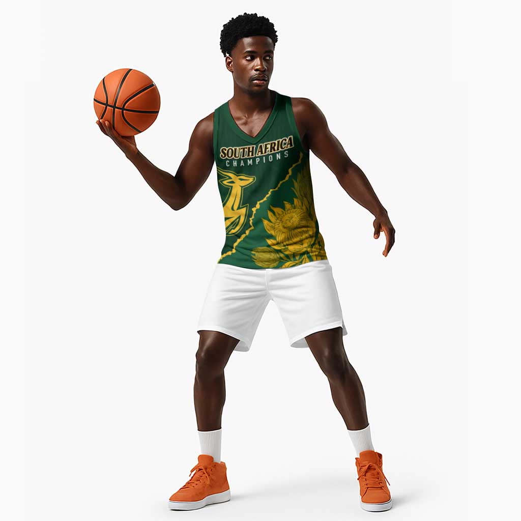 Personalised South Africa Rugby 2023 Basketball Jersey Bokke Champions Kente Ethnic - African Pride